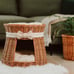 Natural round wicker cat house and small dog house, eco pet house, organic bed f