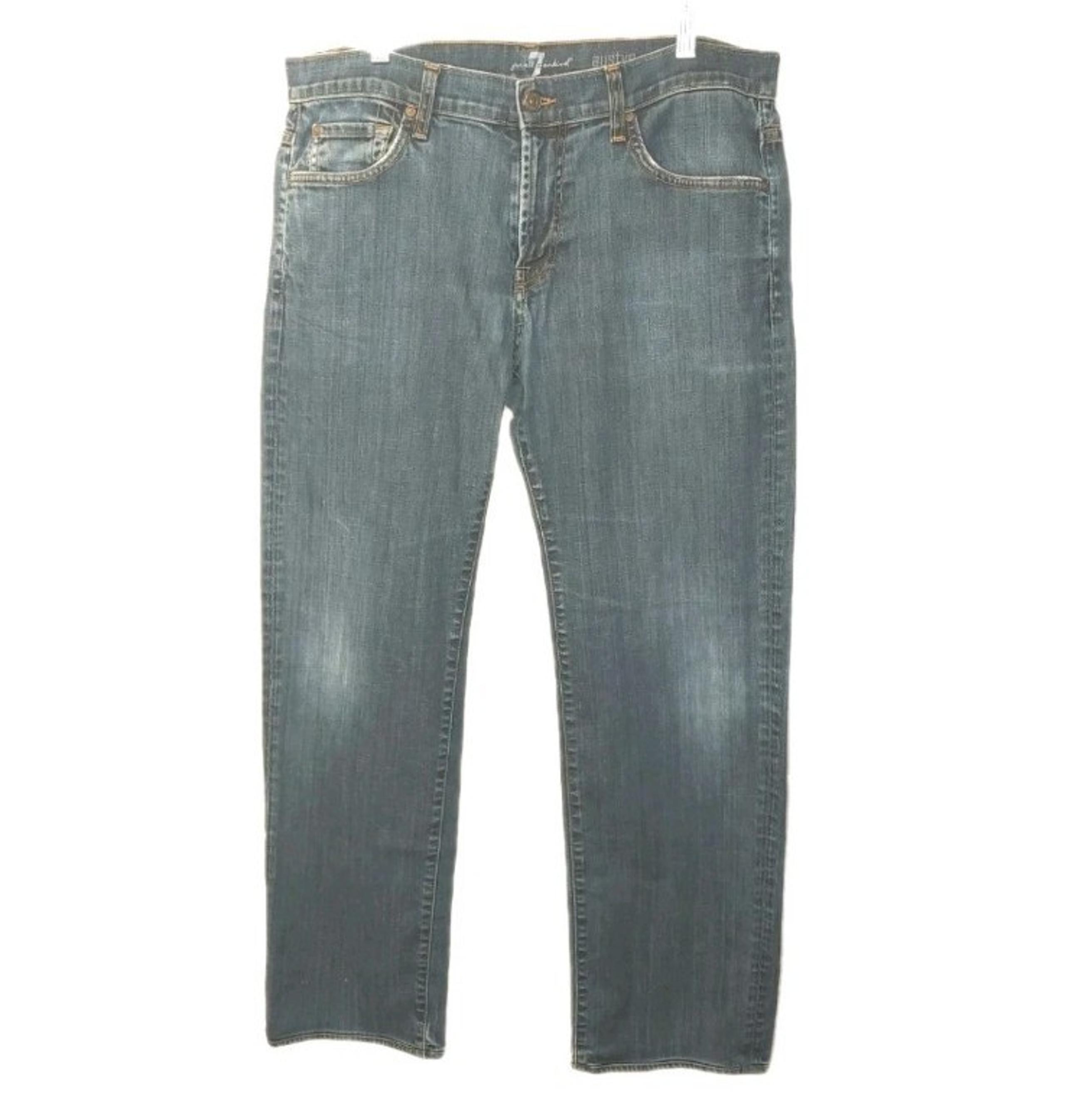 7 For All Mankind Austyn Jeans Men 36 X 32 Blue Stretch Denim Relaxed Straight