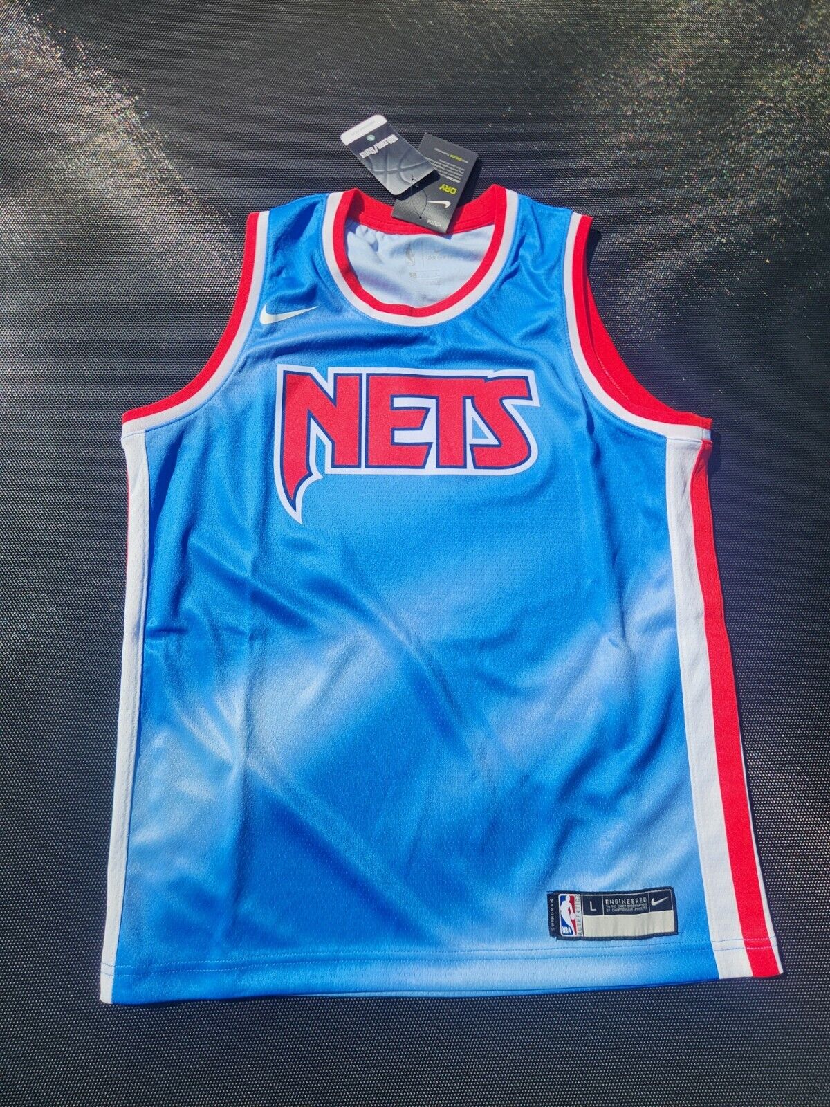 Brooklyn Nets Blue Blank Boys Size L 14/16 Hardwood Classic Edition Jersey