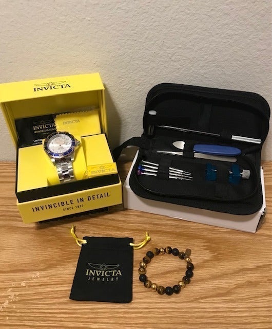 Invicta 47mm Pro Diver Quartz Blue-Giold Silver-Tone Watch - 2 Free Bonuses