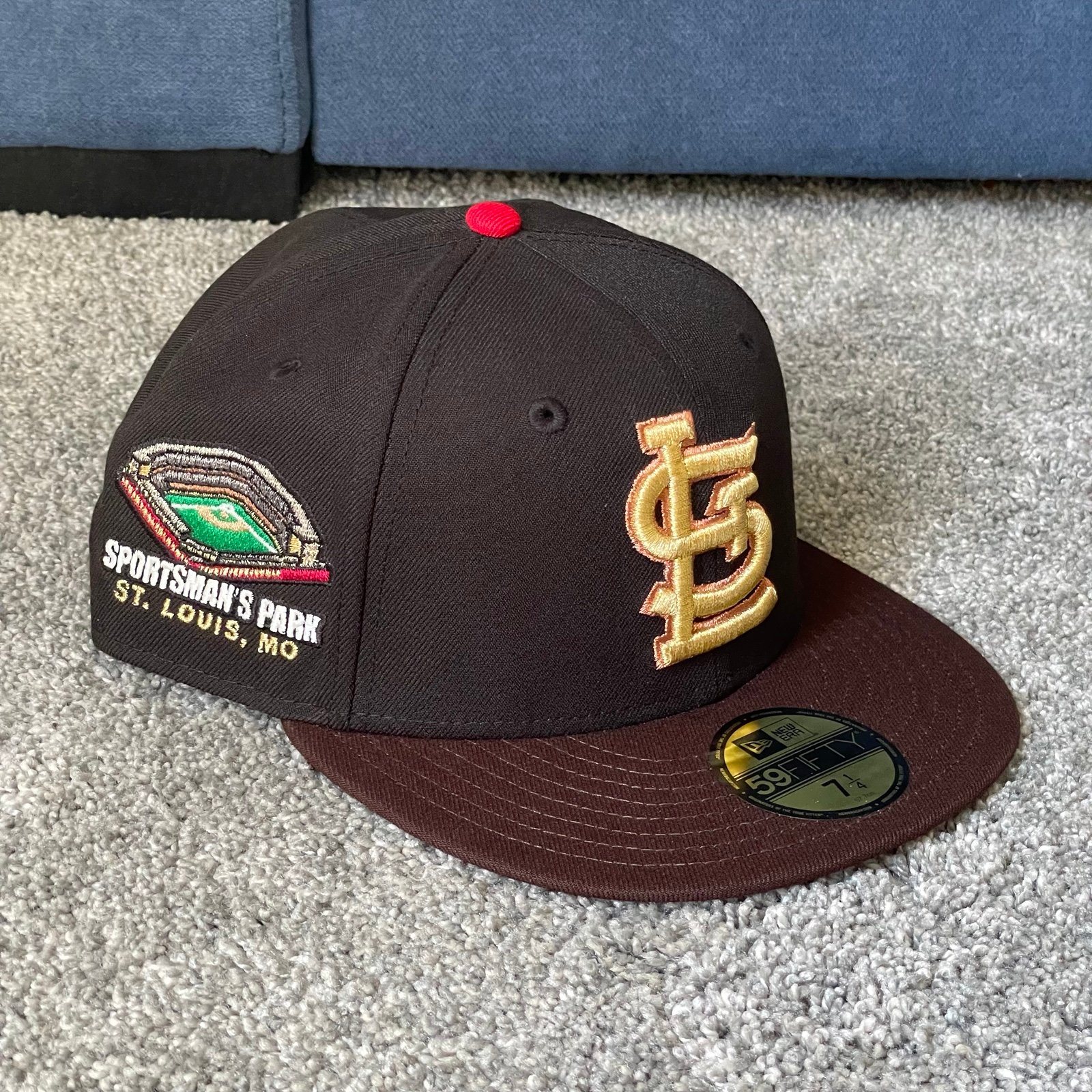 New Era St. Louis Cardinals Fitted Hat Rushmore Sportsman Park Size 7 1/4 Black