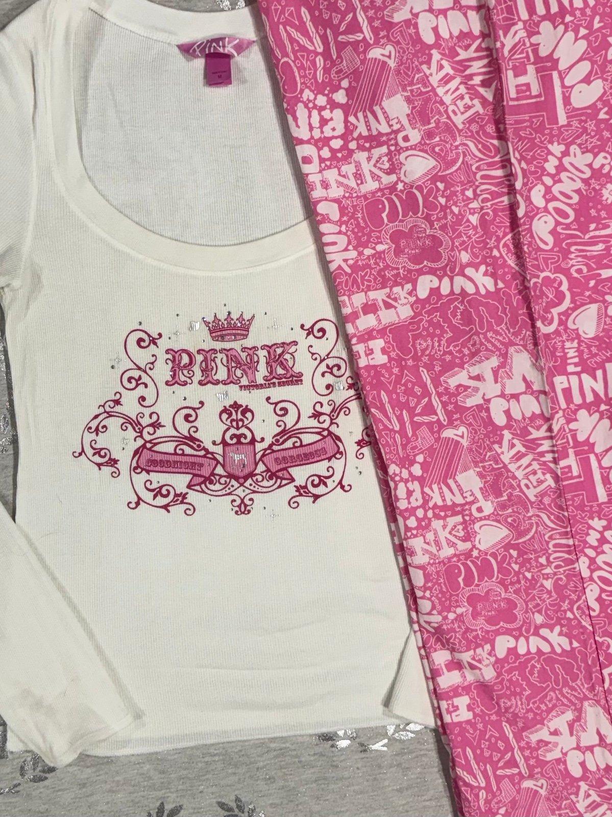VS PINK VINTAGE BLING LOUNGE SLEEP SET NWOT M