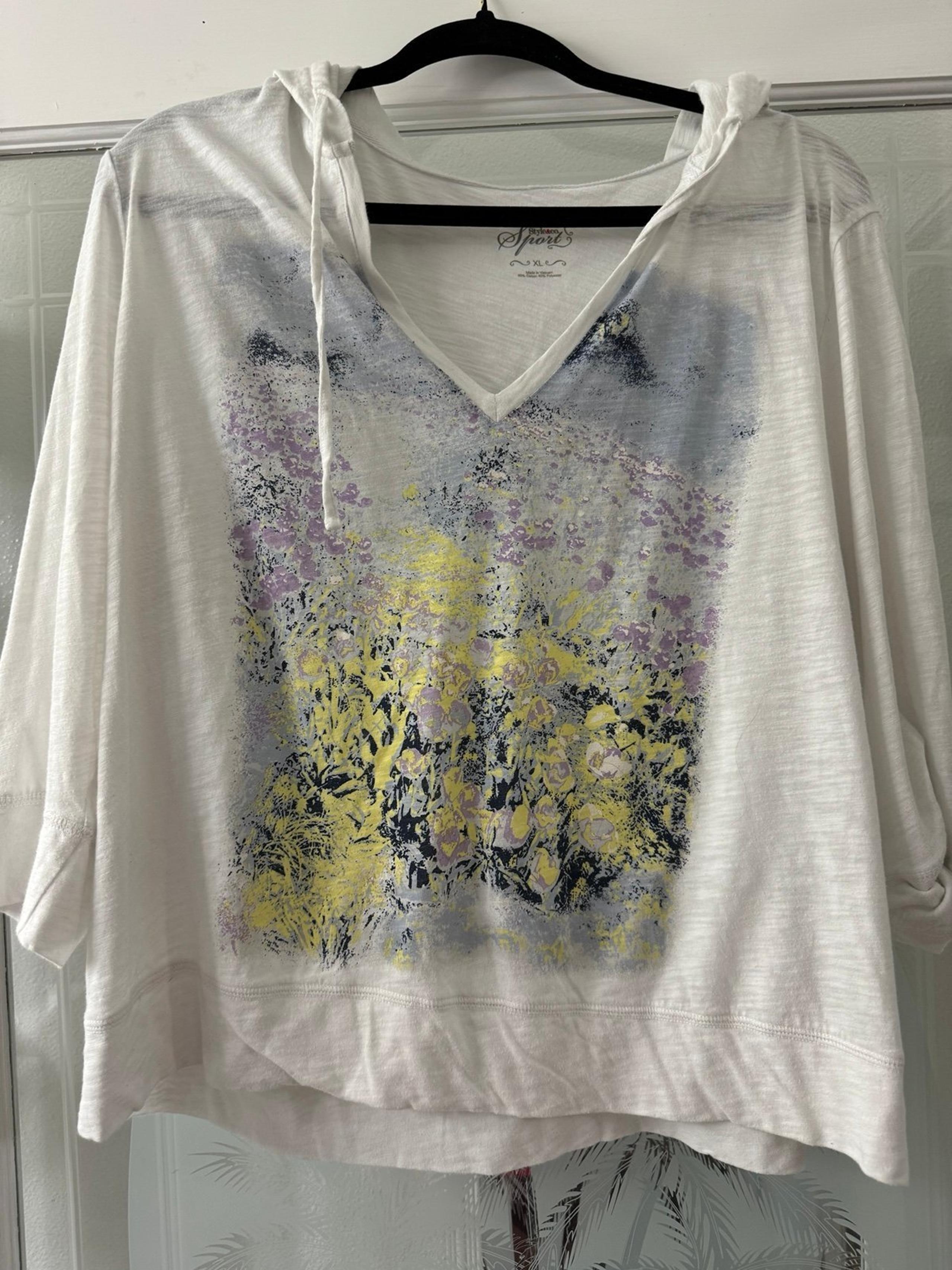 Womens  Floral Multi Long Sleeve Cropped Hoodie Top XLarge