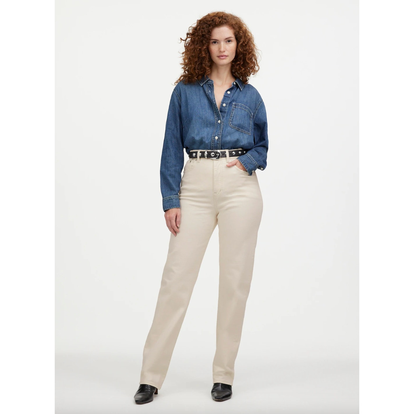 Madewell The Curvy 90s Straight Jean Vintage Canvas Beige High Waist US 23 NWT