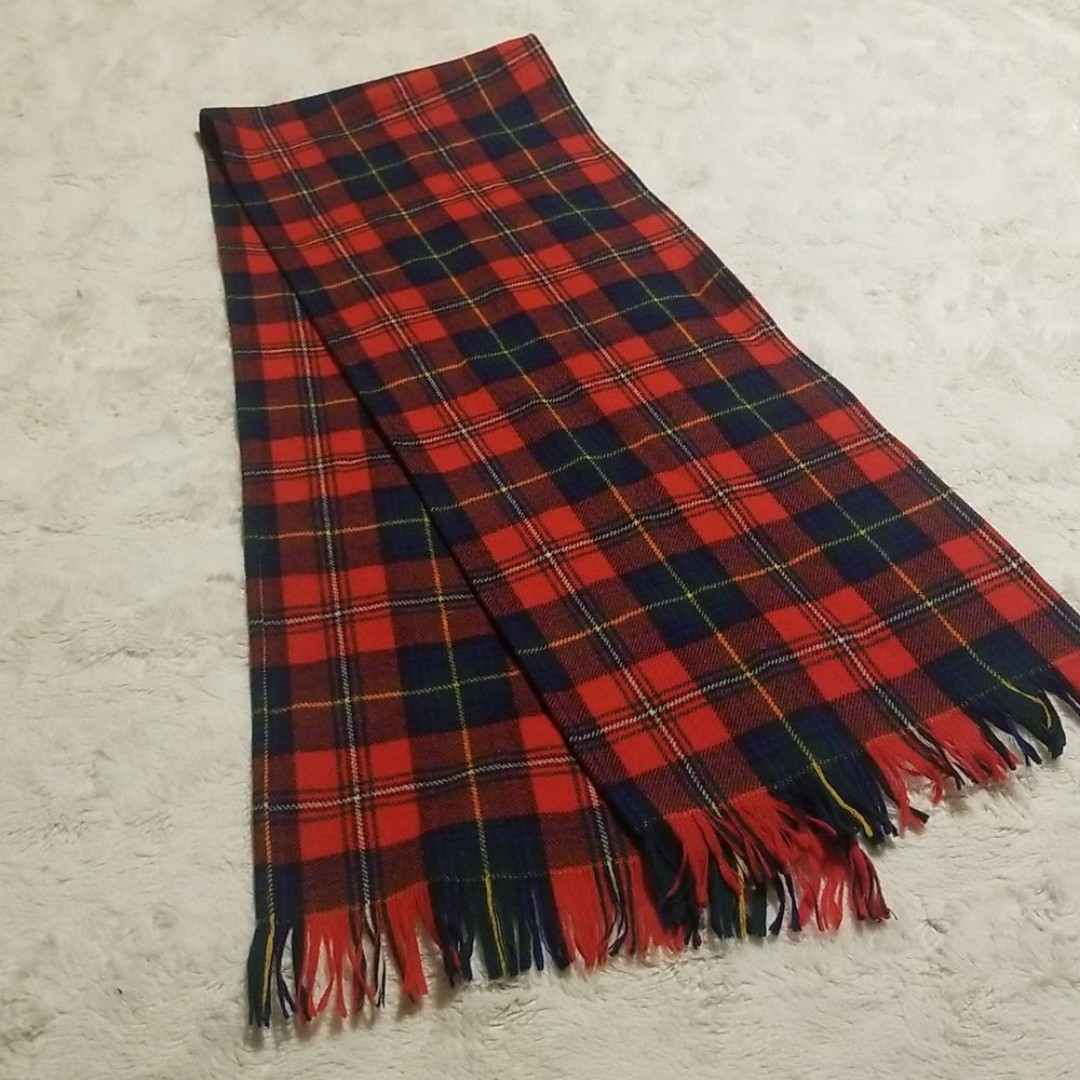 Pendleton Red Tartan Plaid Virgin Wool Scarf