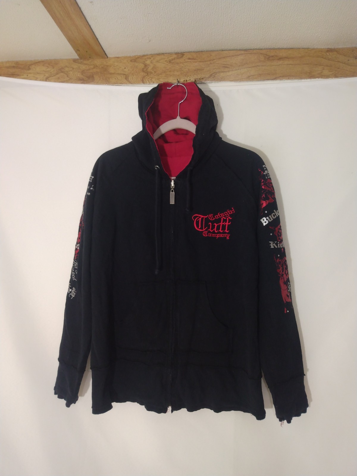 Womens Vintage Cowgirl Tuff Embroidered Reversible Full Zip Hoodie Jacket Large