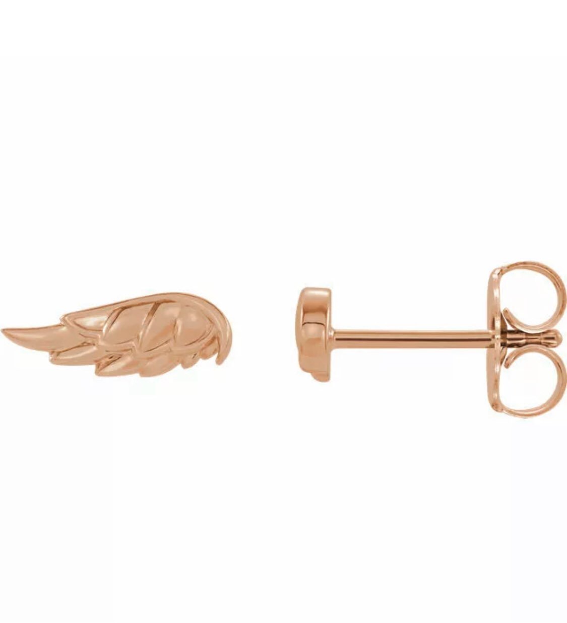 Rose Gold Angel Wing Stud Earrings