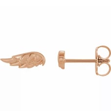 Rose Gold Angel Wing Stud Earrings