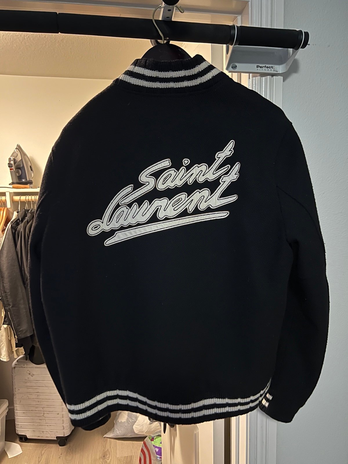 Saint Laurent Teddy Logo-Appliquéd Wool-Blend Bomber Jacket