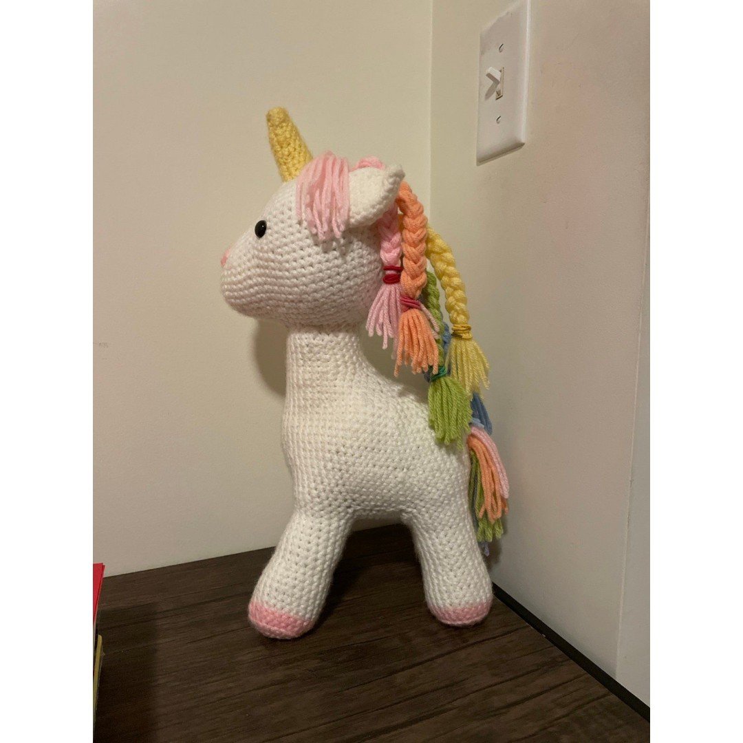 Handmade Crochet Amigurumi Unicorn Plushie Stuffed Animal Rainbow 18 Tall