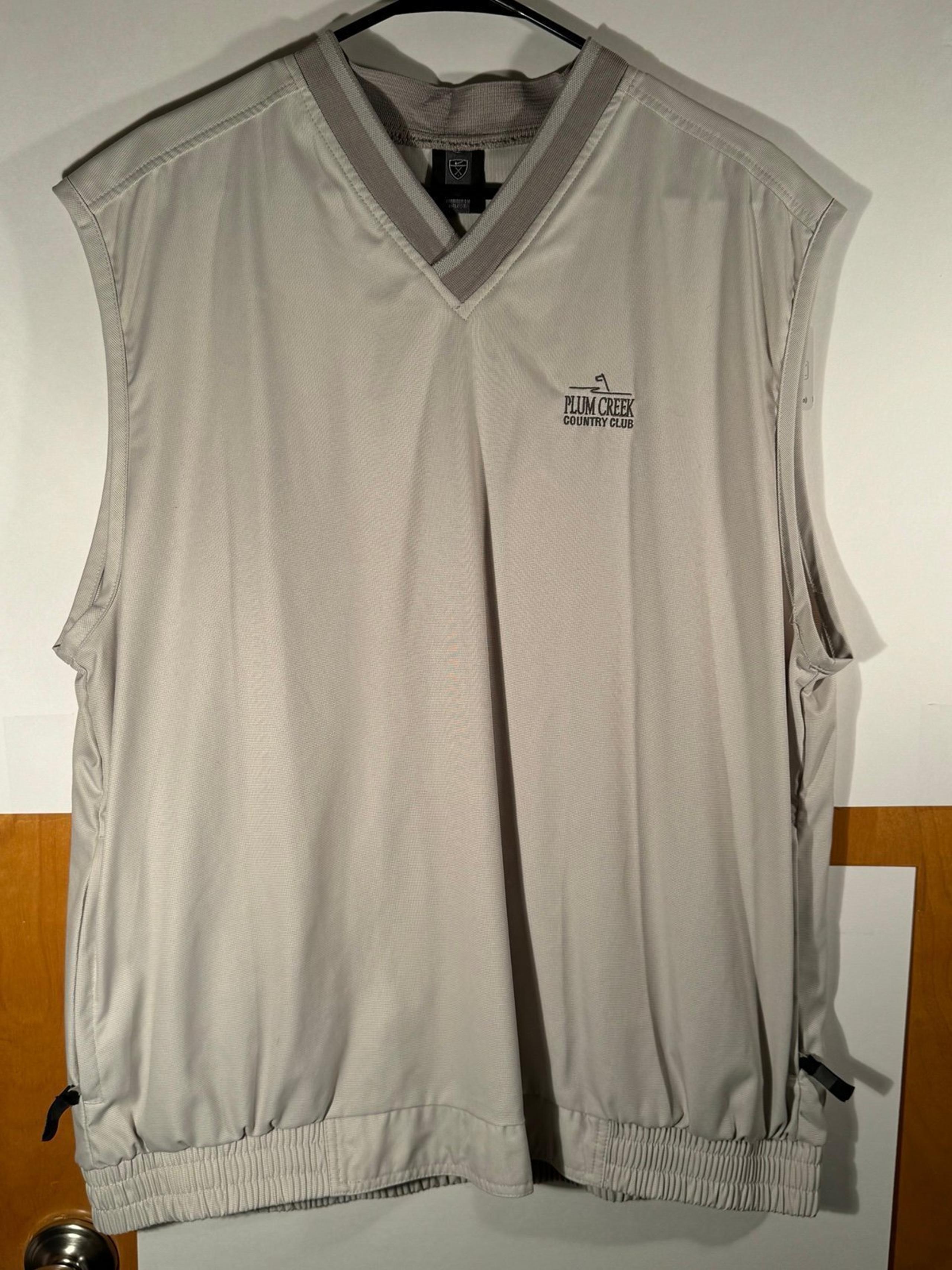 Nike Golf Vest Mens Beige V Neck Pullover Polyester Nylon Zip Pockets Size XL