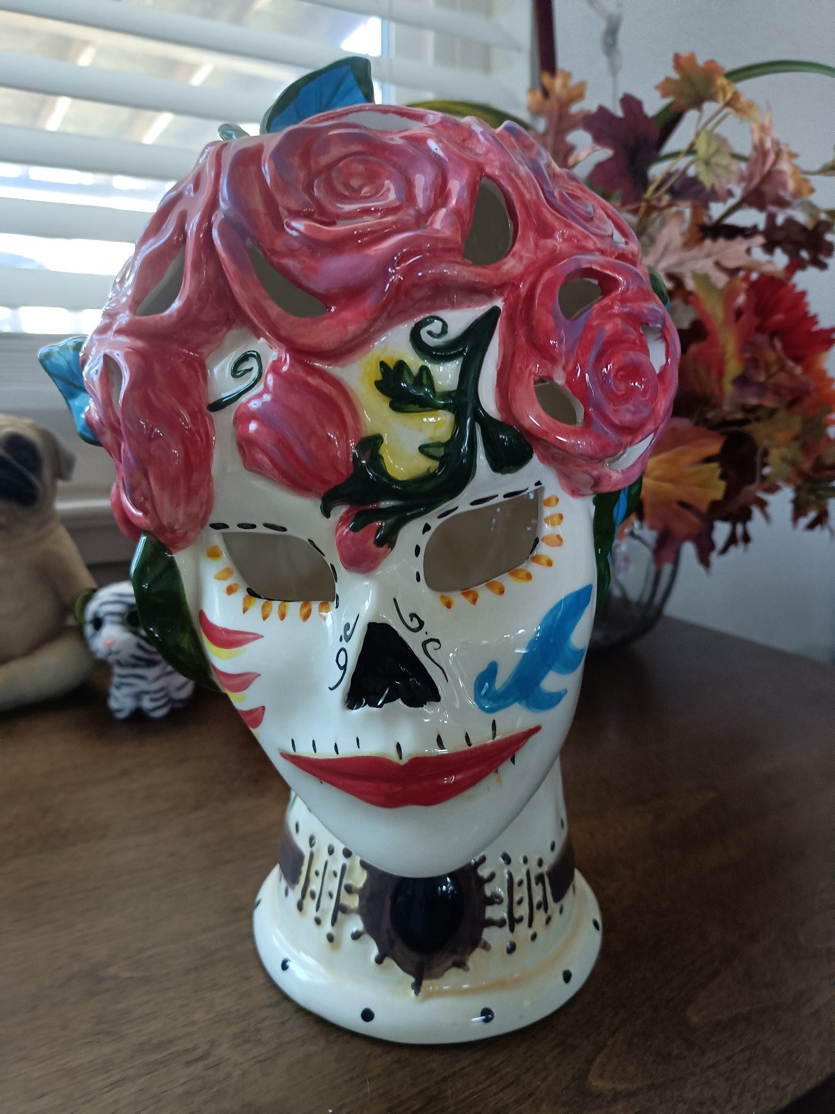 Blue sky candle holder Day of the Dead