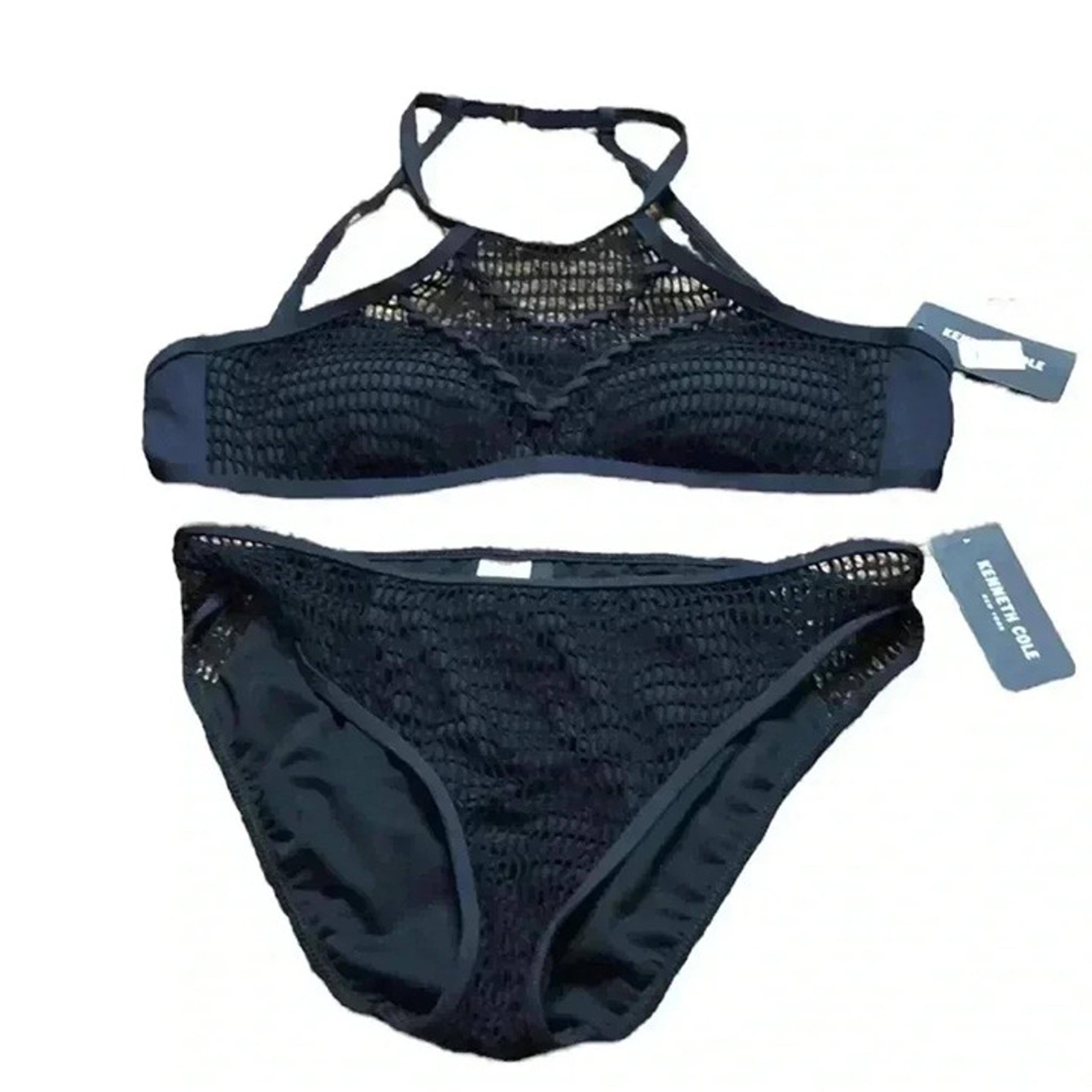 Black halter bikini size M 2 pc swimsuit New With Tags NWT Kenneth Cole