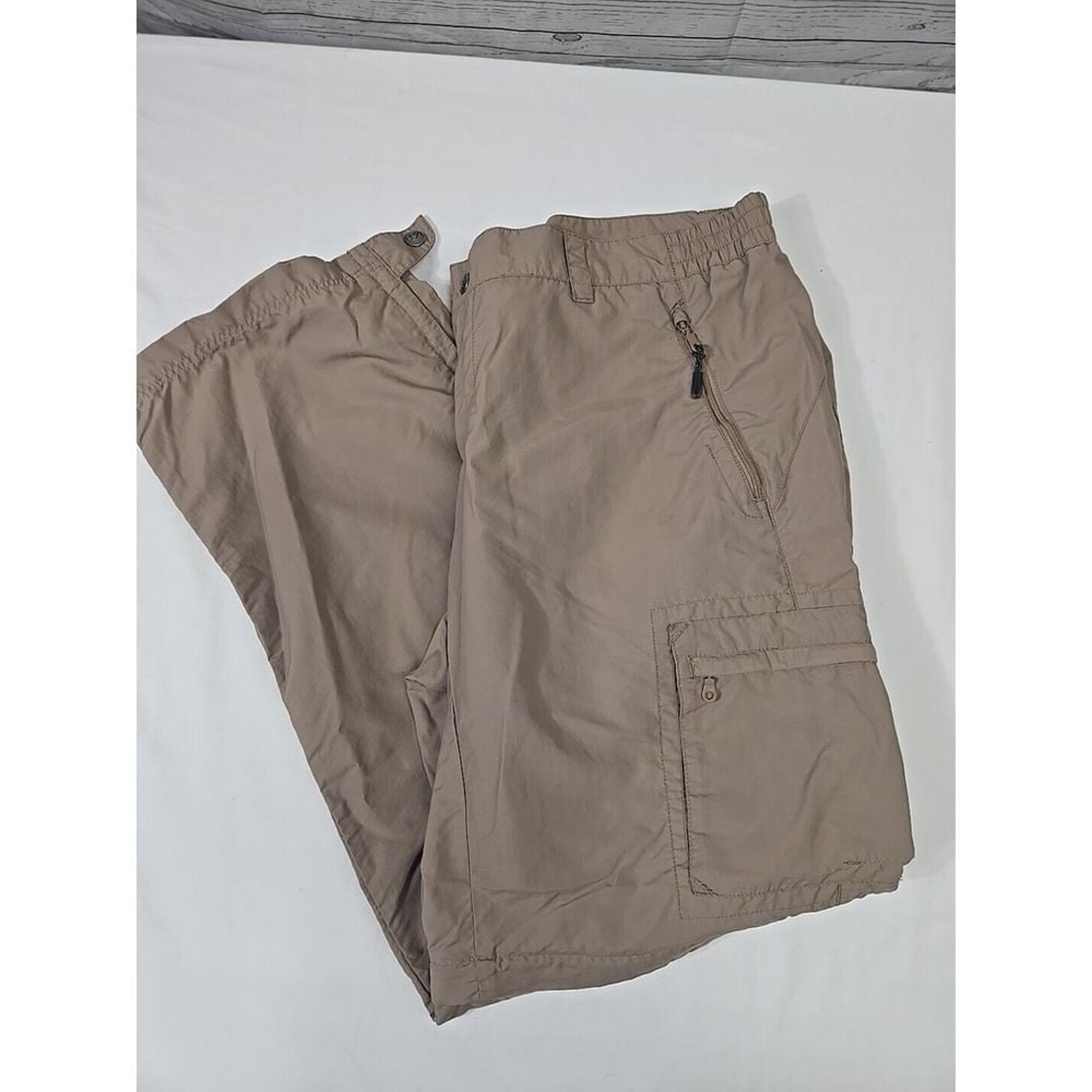 REI UPF 50+ Nylon 6-Pocket Convertible Cargo Pants, Lt. Brown, Women's 14 Petite