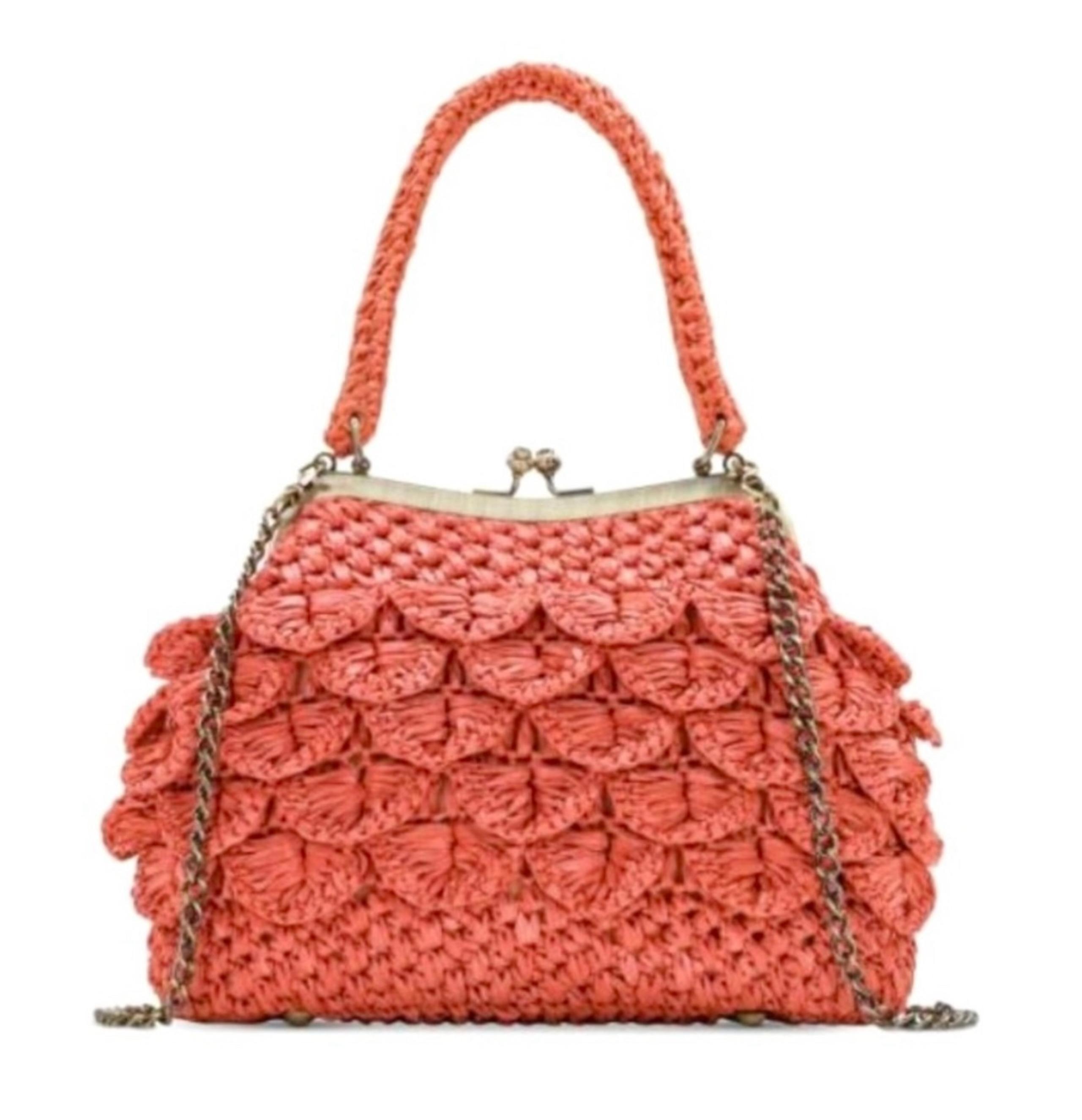 Patricia Nash Laureana Burnt Coral Raffia Satchel