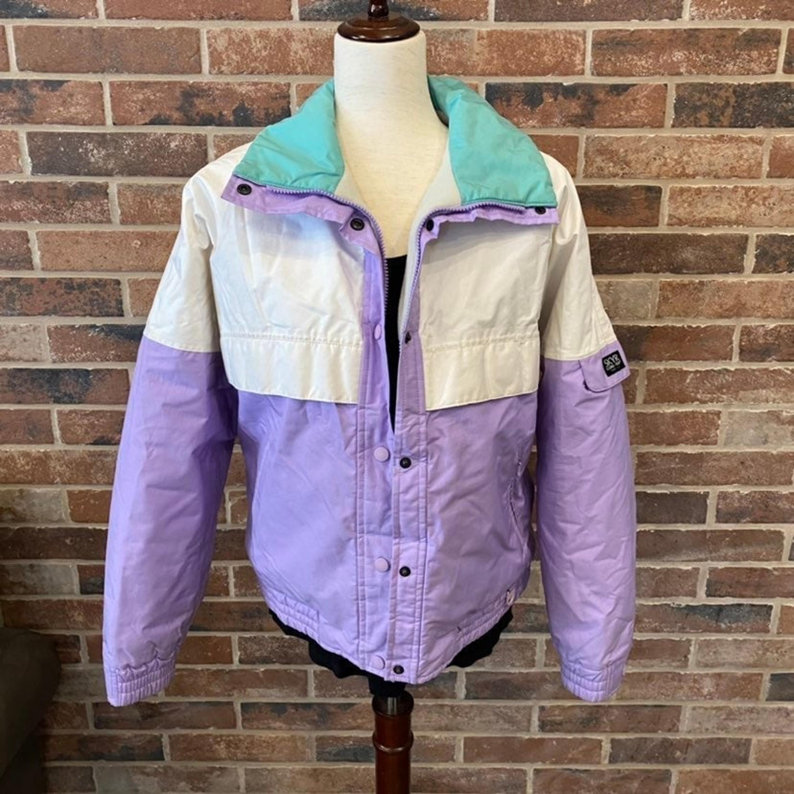 womens winter coat vintage 80's ski coat pastel lined coat