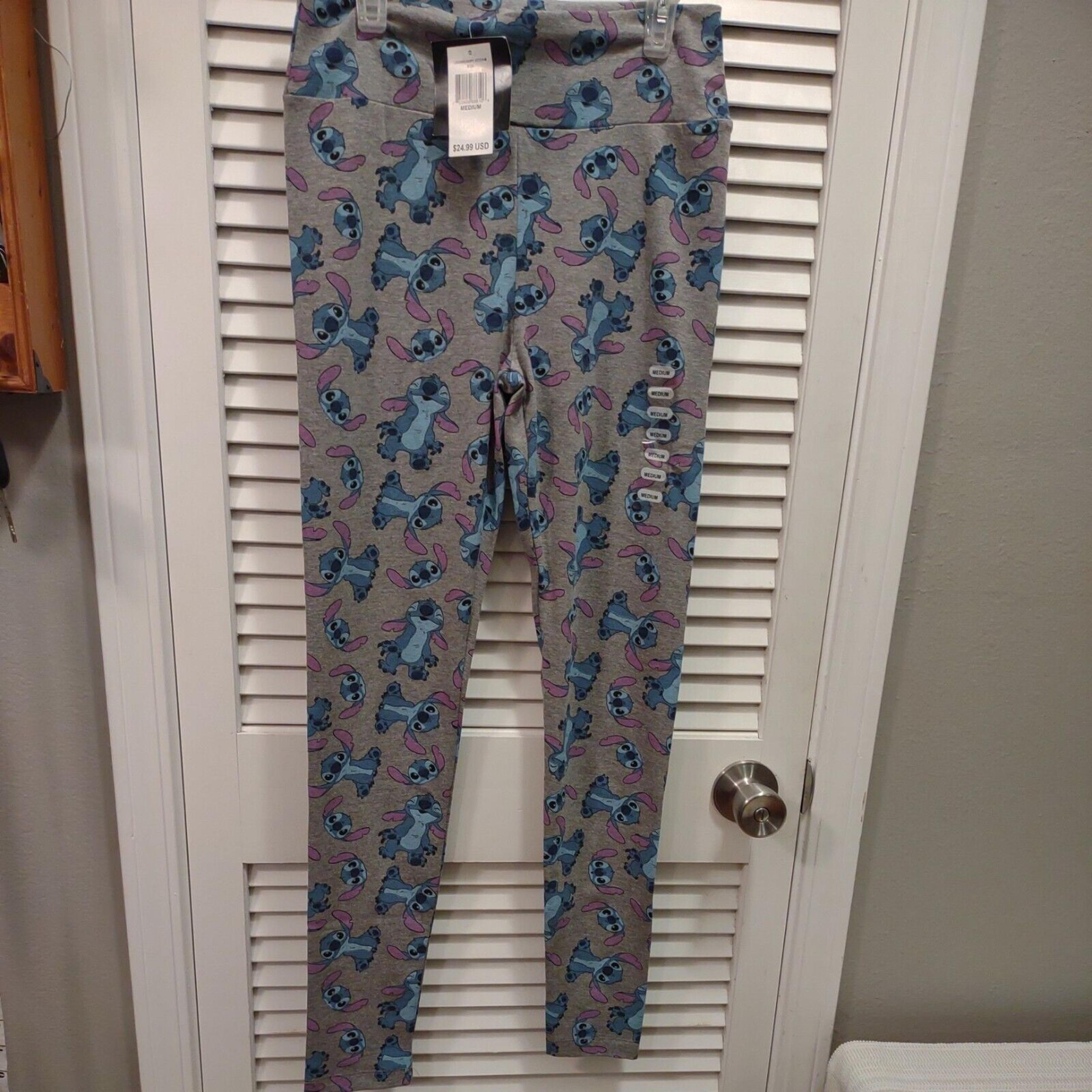 NWT Disney Gray Happy Polyester Blend Stitch Leggings 26" waist size Medium