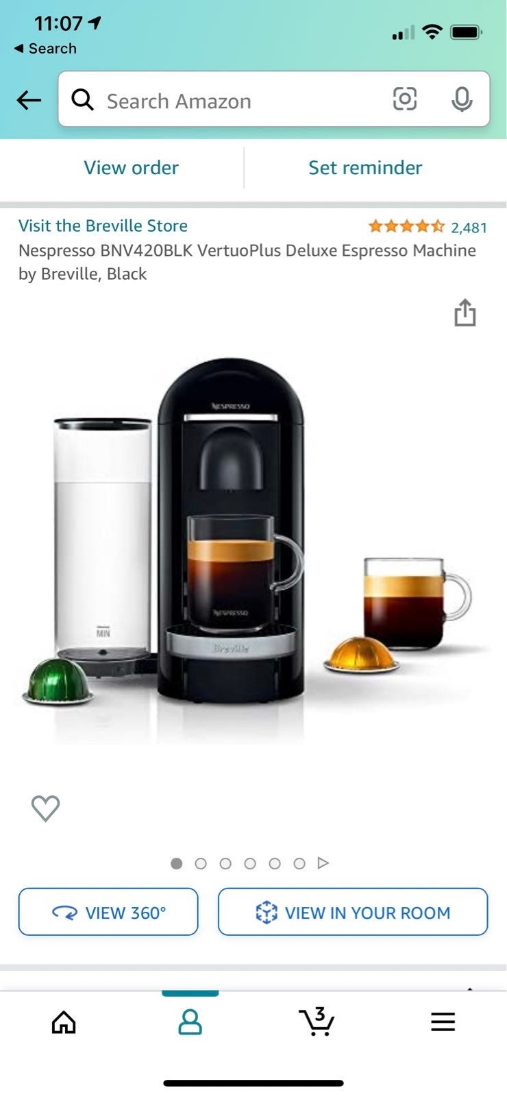 Nespresso BNV420BLK VertuoPlus Deluxe Espresso Machine by Breville, Black