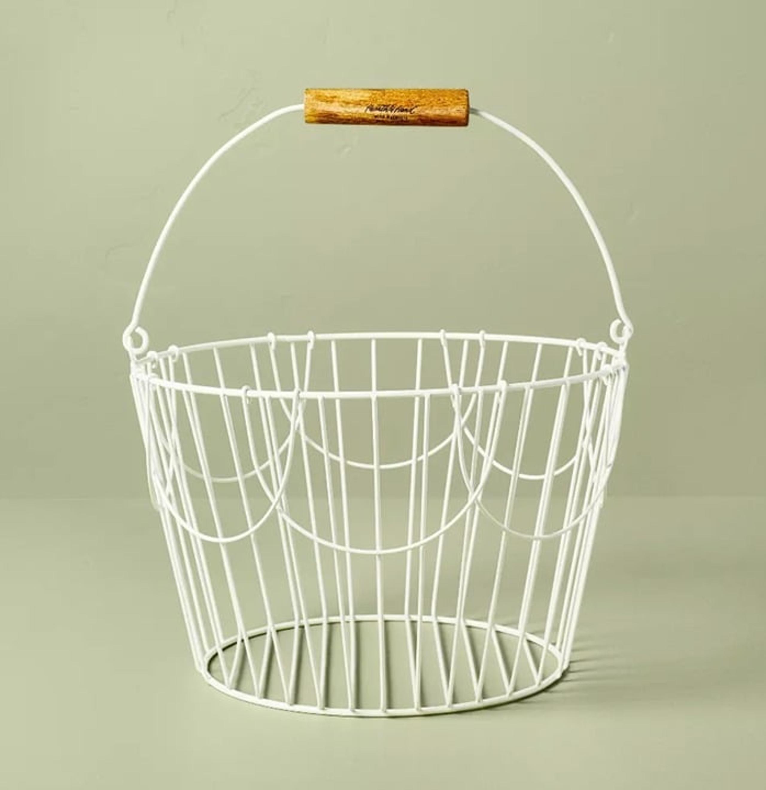 Hearth & Hand Magnolia Large White Wire Easter Basket Spring Storage wood New