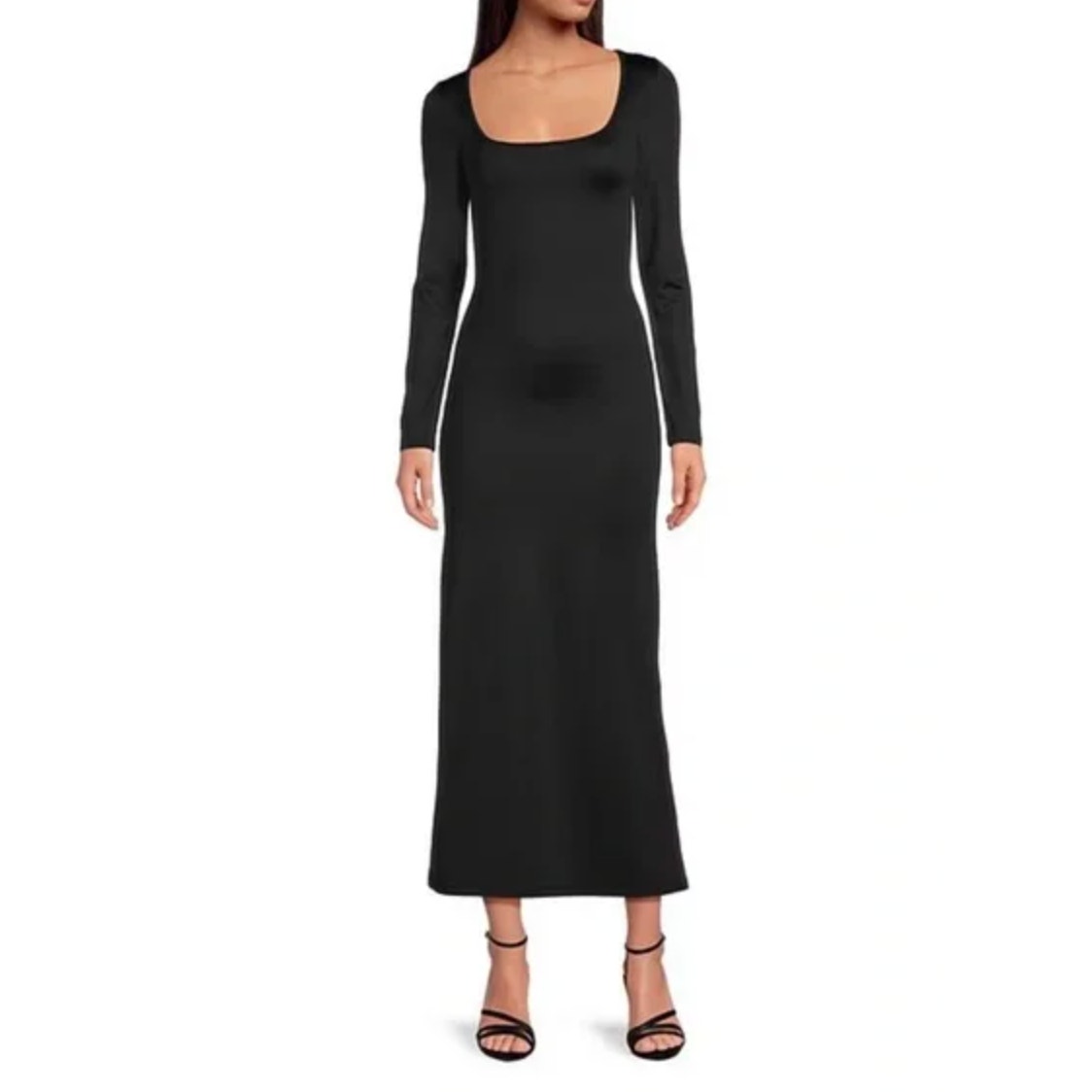 Gianni Bini Column Icon Knit Scoop Neck Long Sleeve Bodycon Midi Dress XS NWT