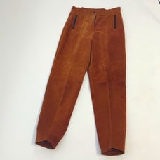 Women's vintage, 100% leather copper brown suede trousers-size 10