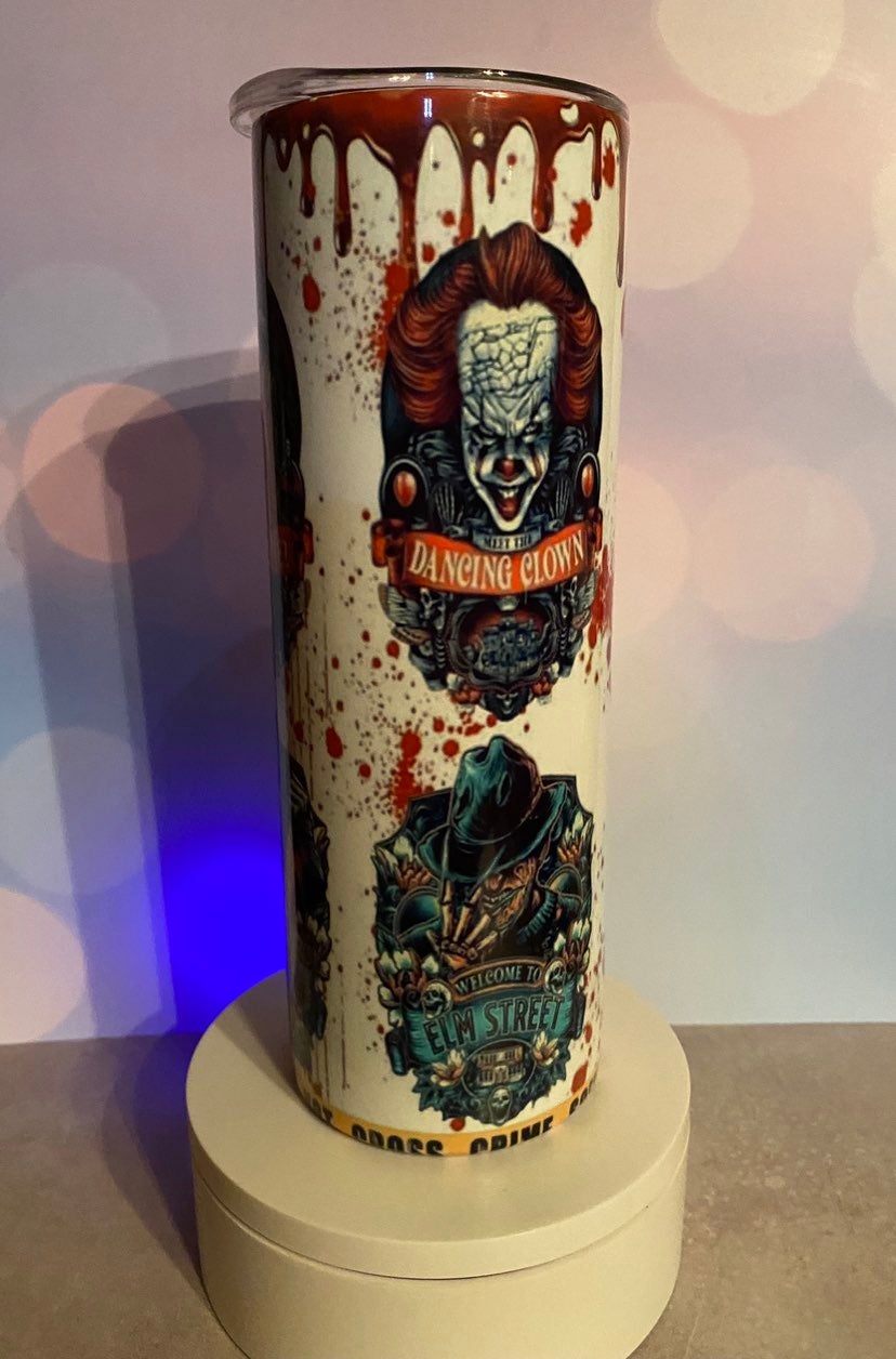 Horror movie crime scene cup, IT, Chucky, michael myers, jason crime scene tumbl
