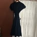 Lauren Ralph Lauren Belted Cotton-Blend Tiered Dress Black Midi NWT Size 0