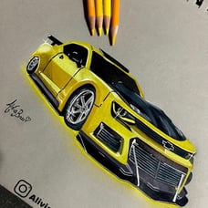 Yellow Camaro drawing