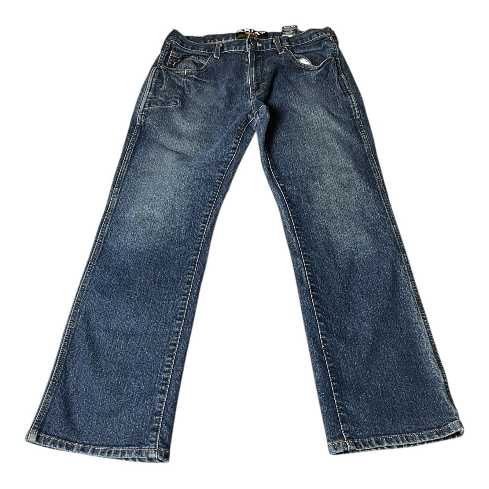 Ariat Jeans Mens 33x30 Blue Denim Rebar M5 Slim Straight Work Wear Western Jeans