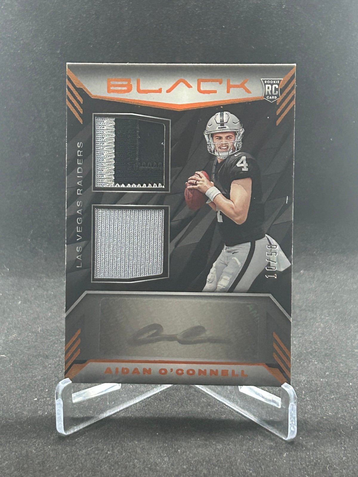 2023 Panini Black Aidan O'Connell RC Patch Auto /50