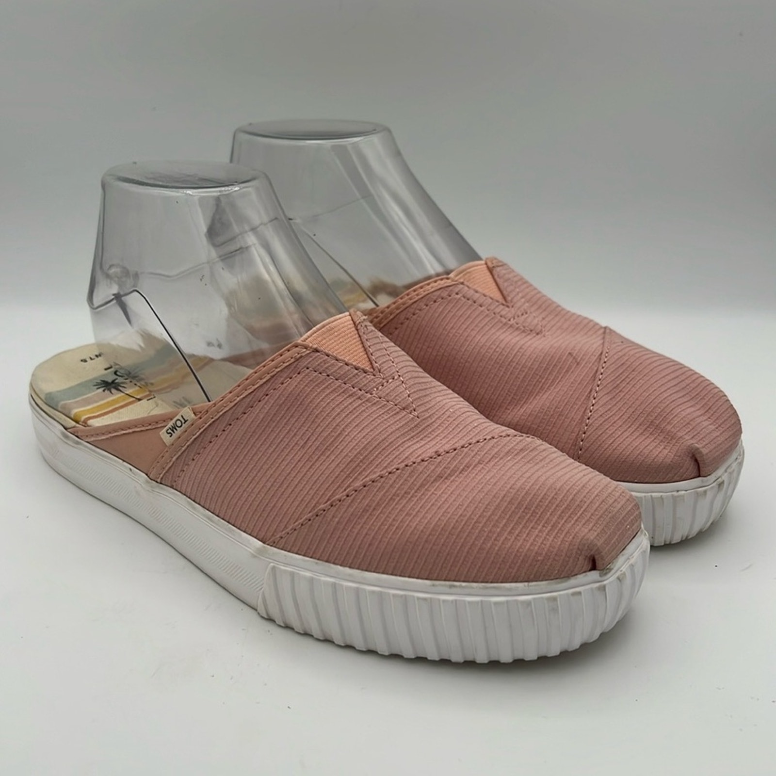 Toms Alpargata Indio Mule Sneaker Spanish Villa Pink Pique Mesh Slide Shoes 7.5