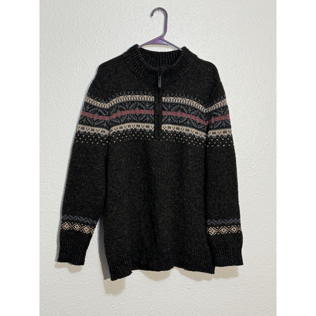 SmartWool Men’s Merino Wool CHUP Quarter Zip Sweater XL Ski Nordic Fair Isle