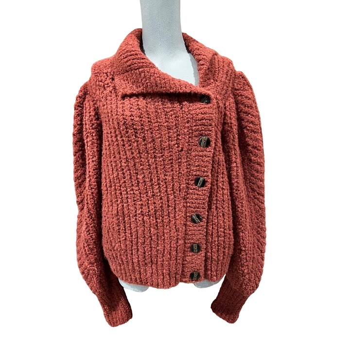NWOT Ulla Johnson Matilde Turtleneck brown alpaca wool sweater cardigan size XL