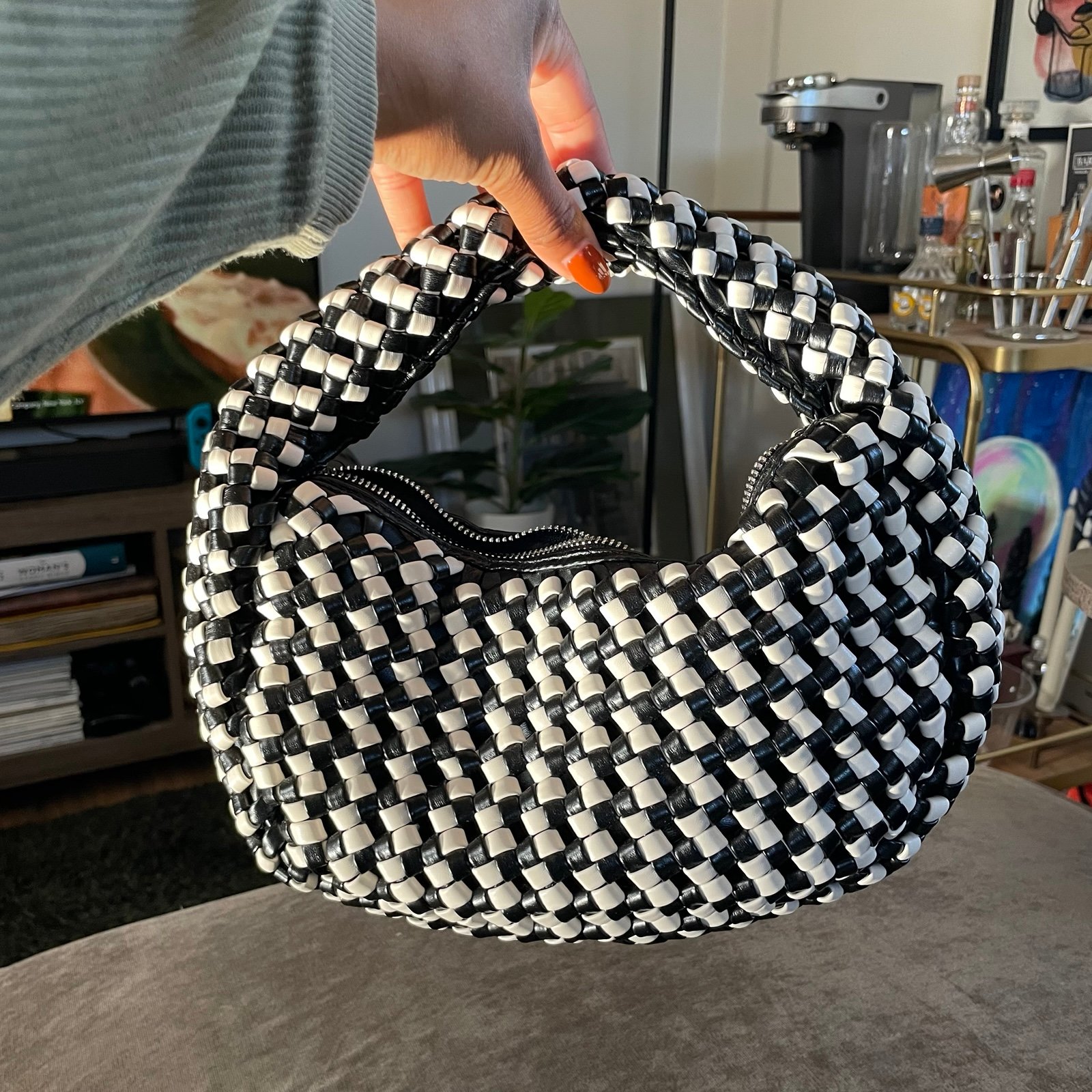 Sincerely Jules Black & White Woven Handbag