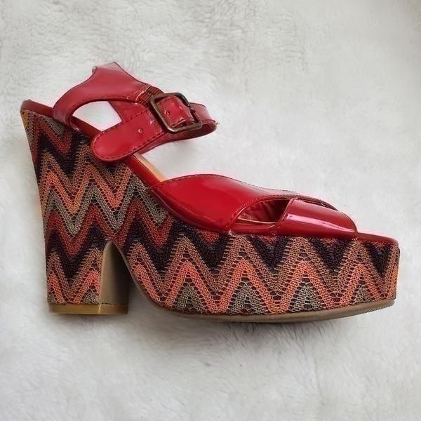 Madden Girl Red Platform Heels Y2K Boho Hippie Size 8
