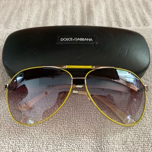 Dolce & Gabbana Neon Yellow Outlined Aviator Sunglasses