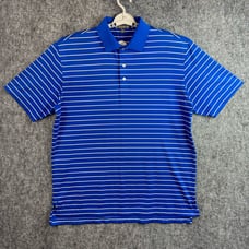 Peter Millar Summer Comfort Mens Golf Polo Shirt Size Large Blue White