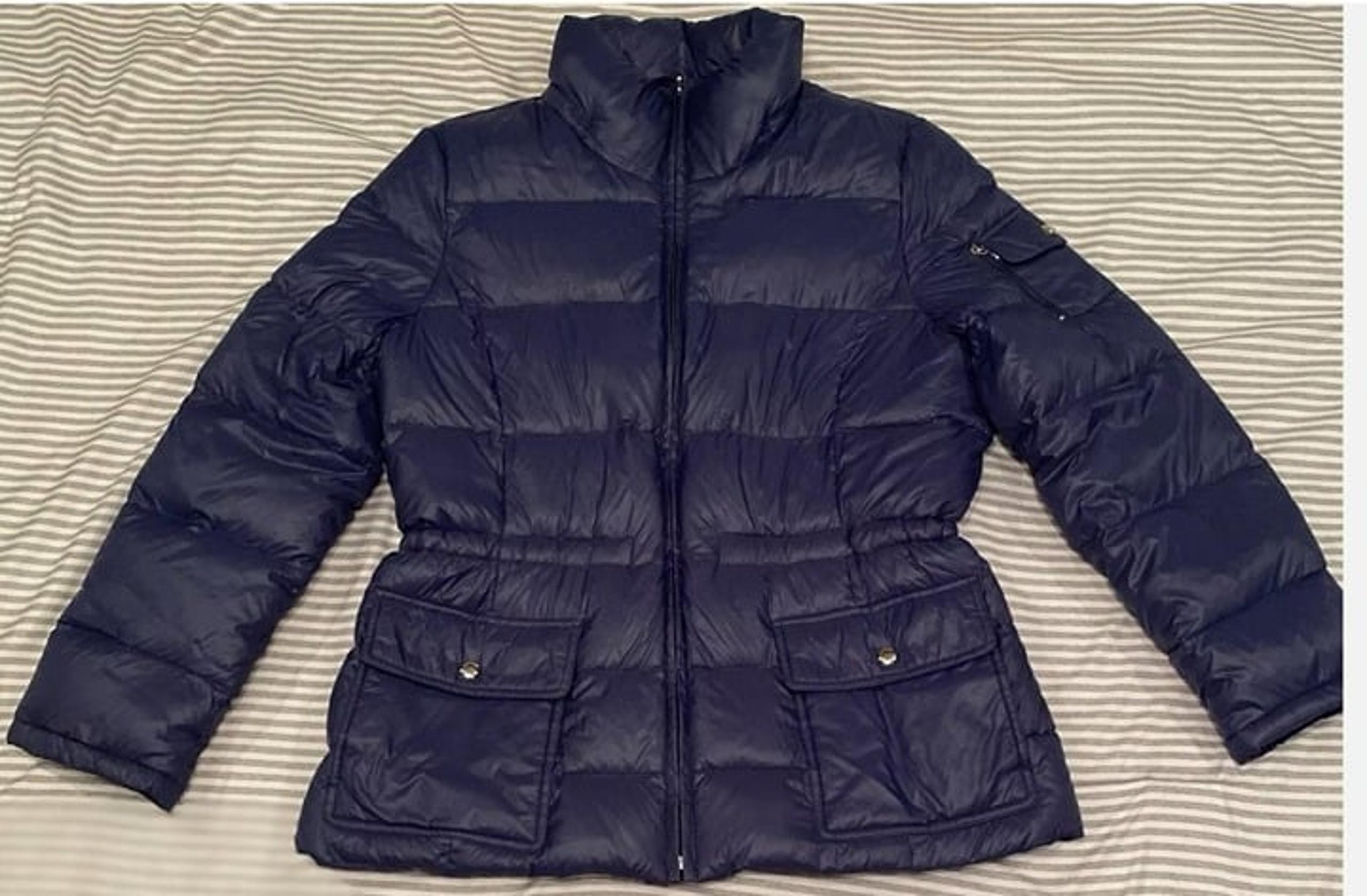 Calvin Klein Blue Premium Down Lightweight Packable Coat Womens L Puffer Jacket