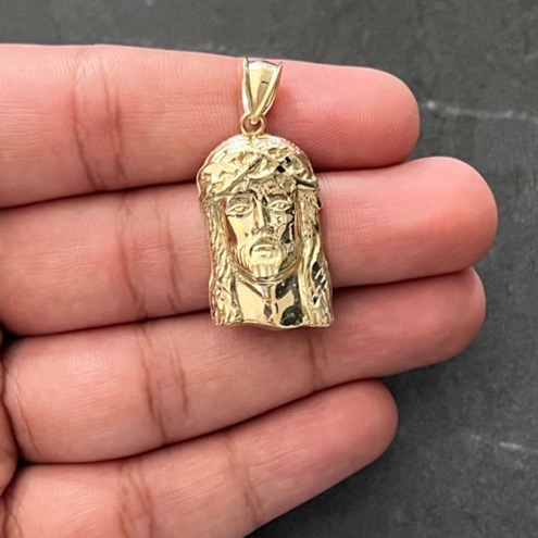 Real 10K Yellow Gold Disciples Faith Apostles Holy Jesus Face Head Pendant Charm