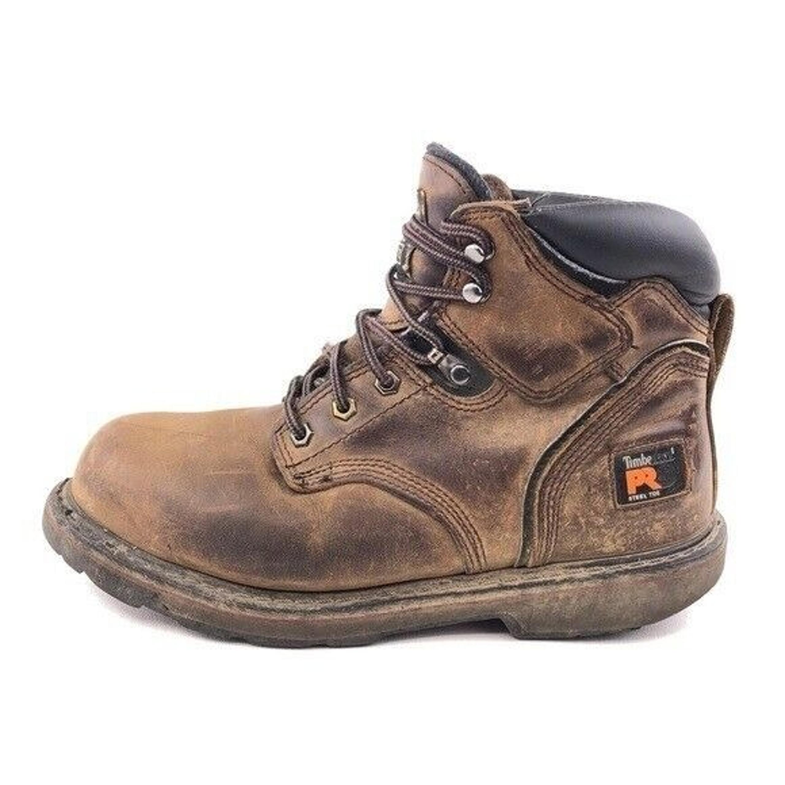 Timberland PRO Pit Boss 6" Steel Toe Work Boots Mens Size 8.5 Wide Brown Leather