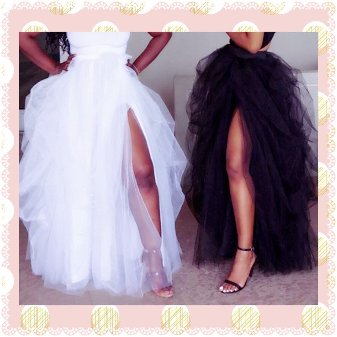 Women Mesh High Slit tutu Skirt Tulle La