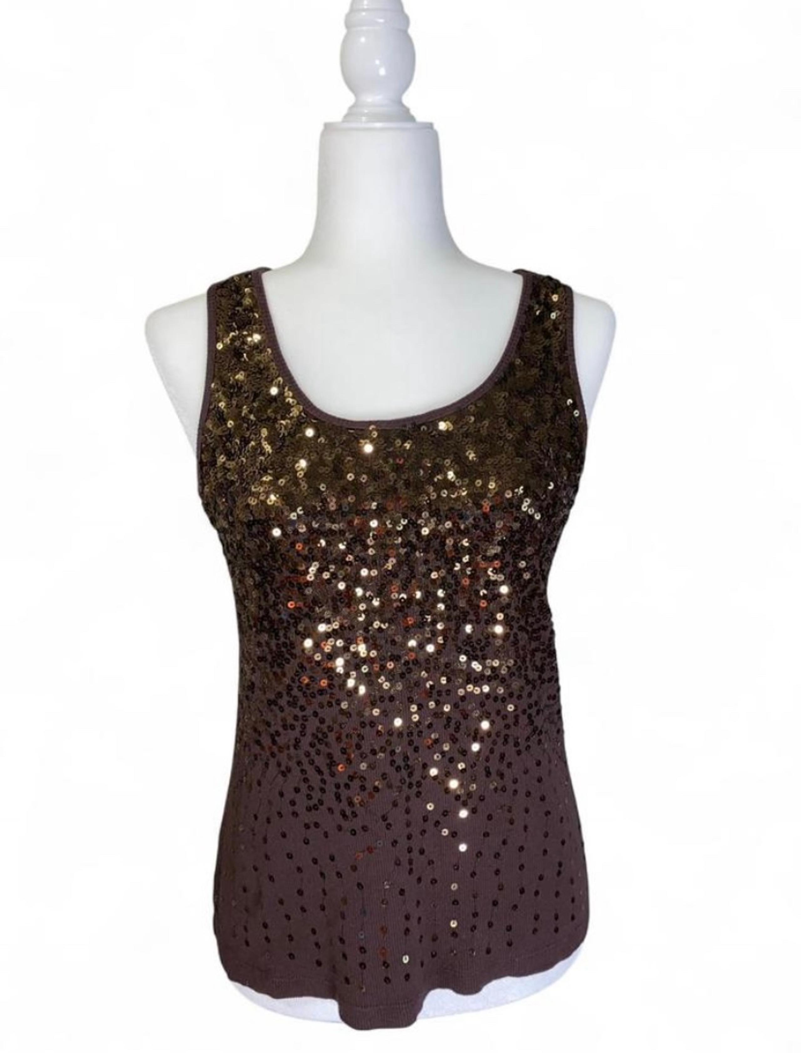 y2k Brown Sequin Tank Top