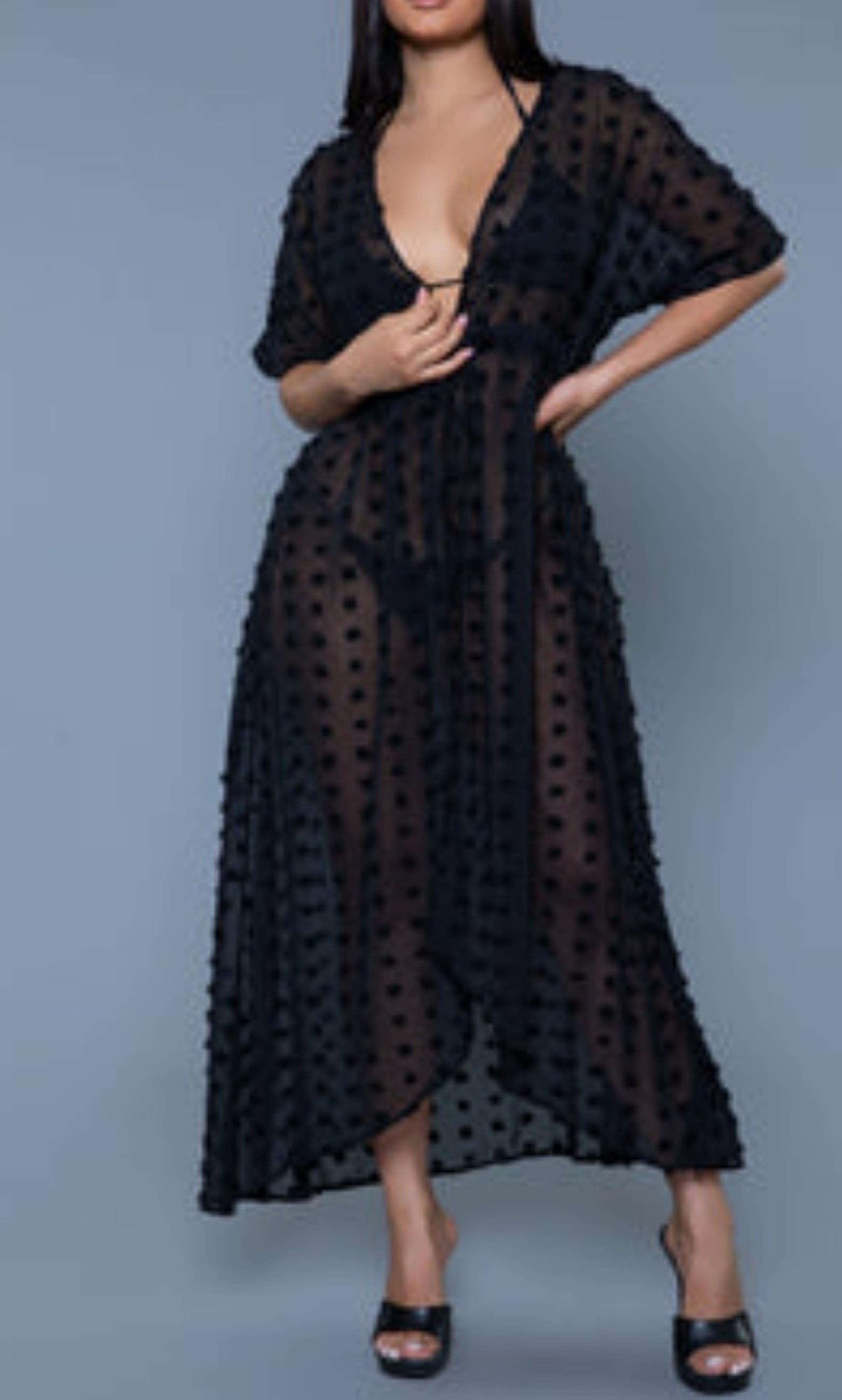Missy Swiss Dot Swimsuit Cover-Up Kimono Maxi