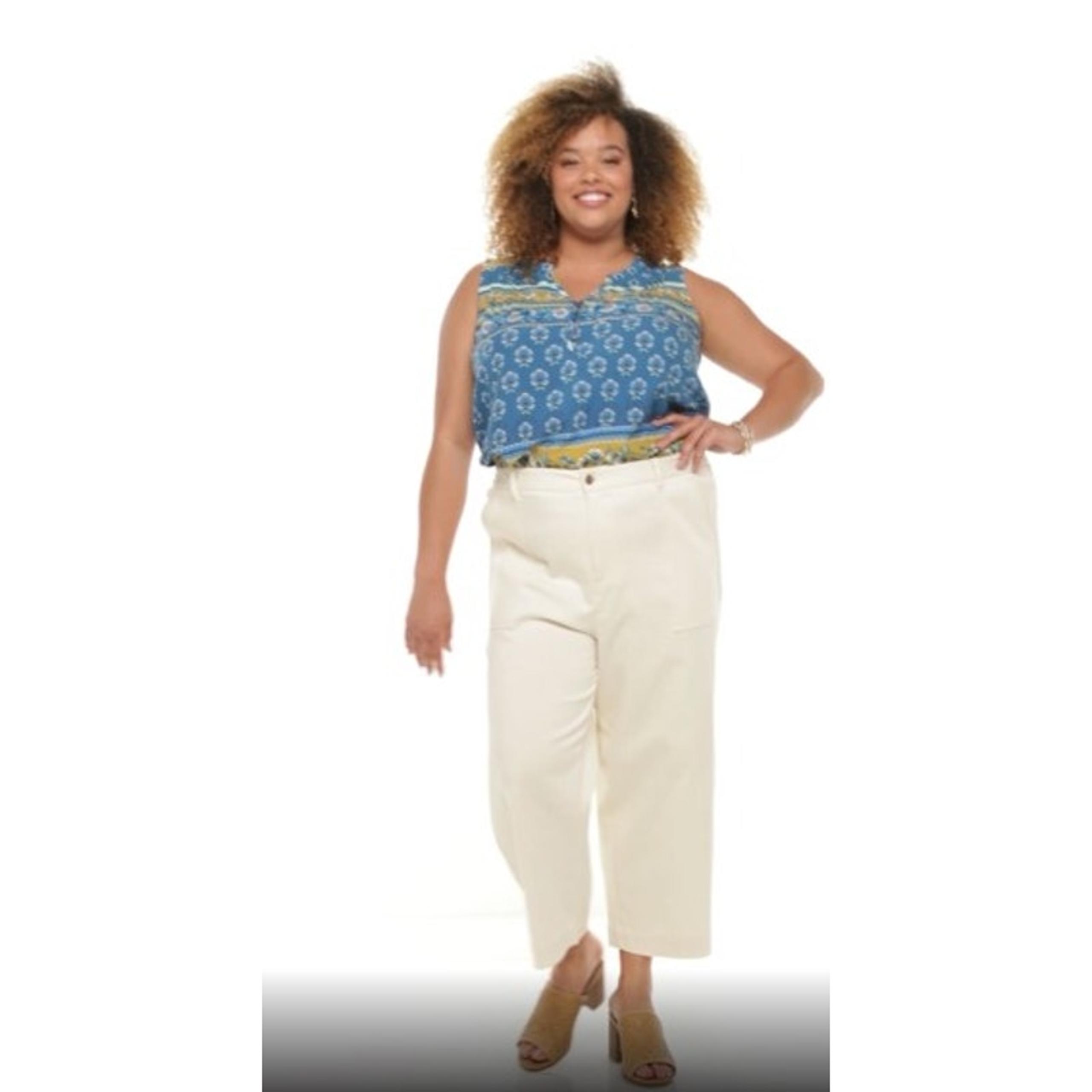 Sonoma High Waisted Now + Gen Wide Leg Crop Cream Pants Women Sz 22W