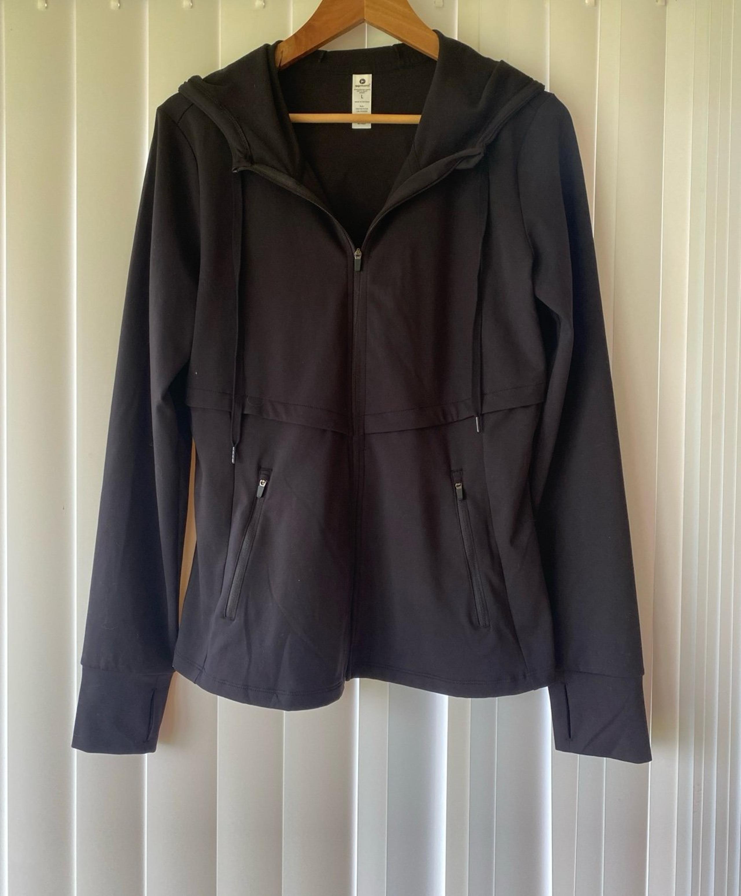 90 Degrees Buttery Soft Zip Front Black Sweatshirt Size L