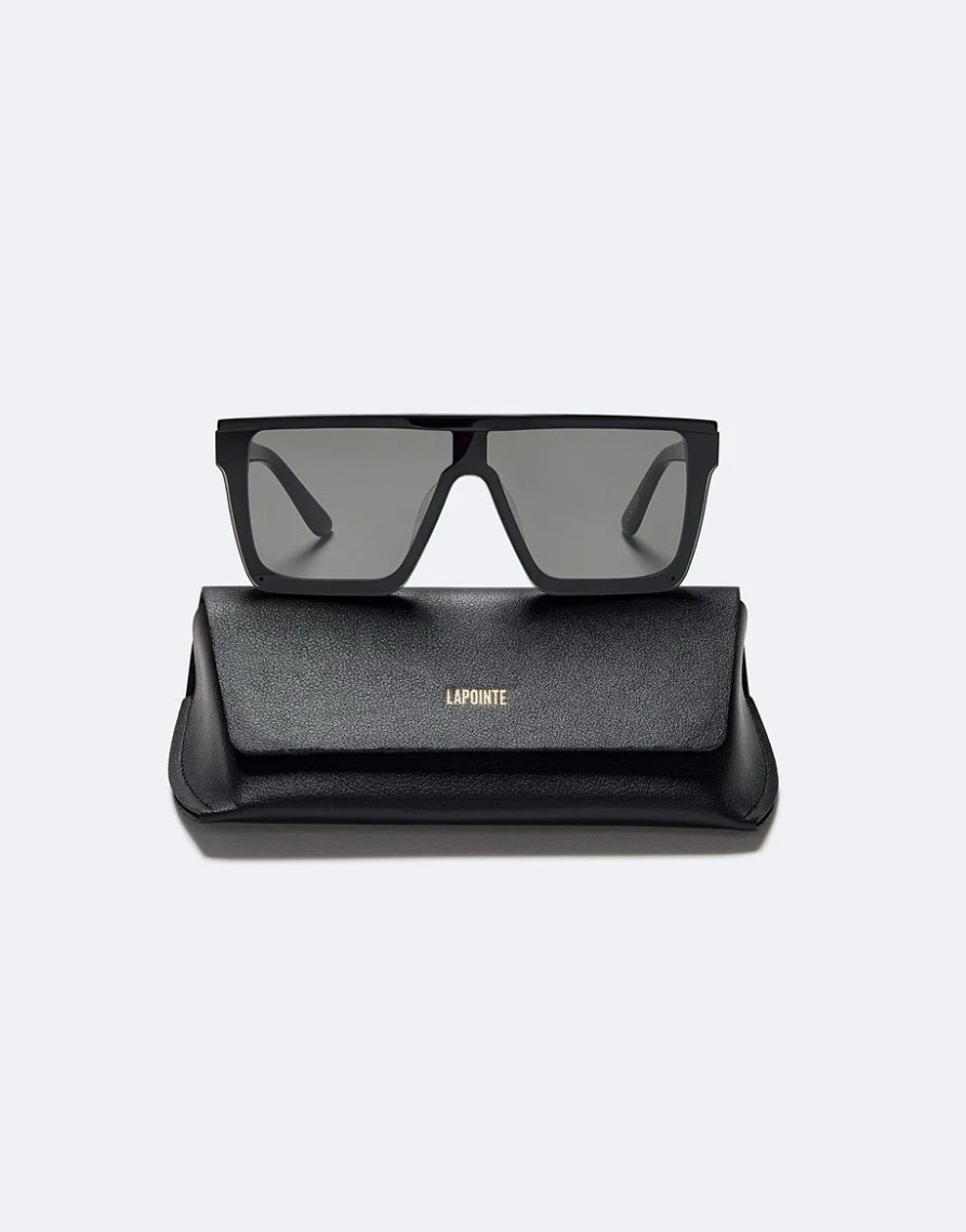 LAPOINTE LA-SUNGLASS Black Thick Rimmed Oversized Designer Square Frame (J26)