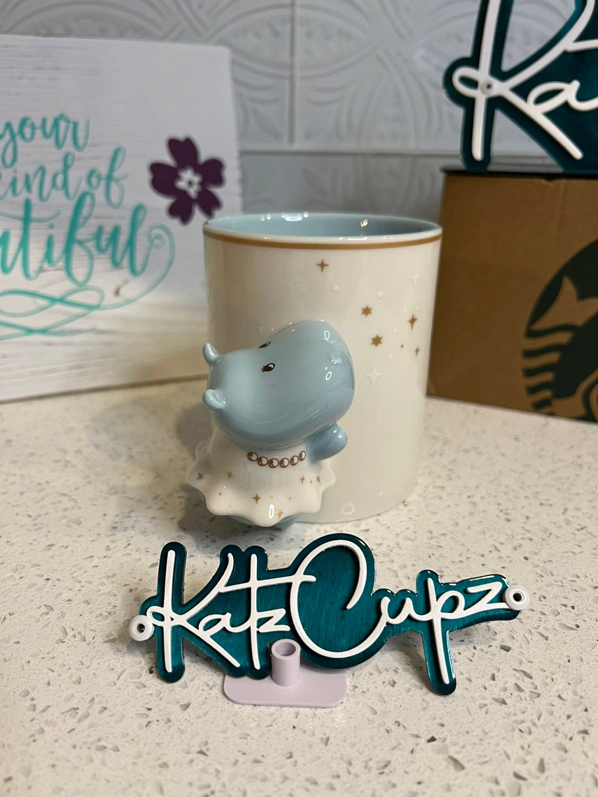 HTF, Starbucks Timid Hippo Ballerina w/Golden Stars, Taiwan