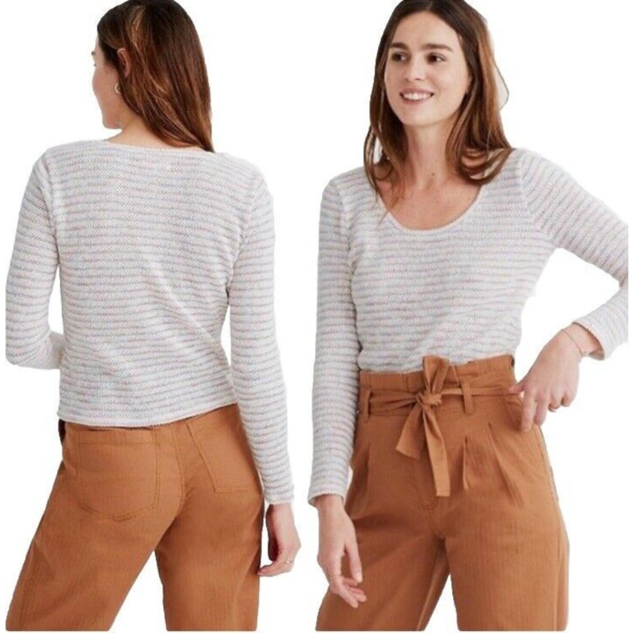 Madewell Women's S Space-Dye Stripe Scoop Neck Pullover Sweater Pastel