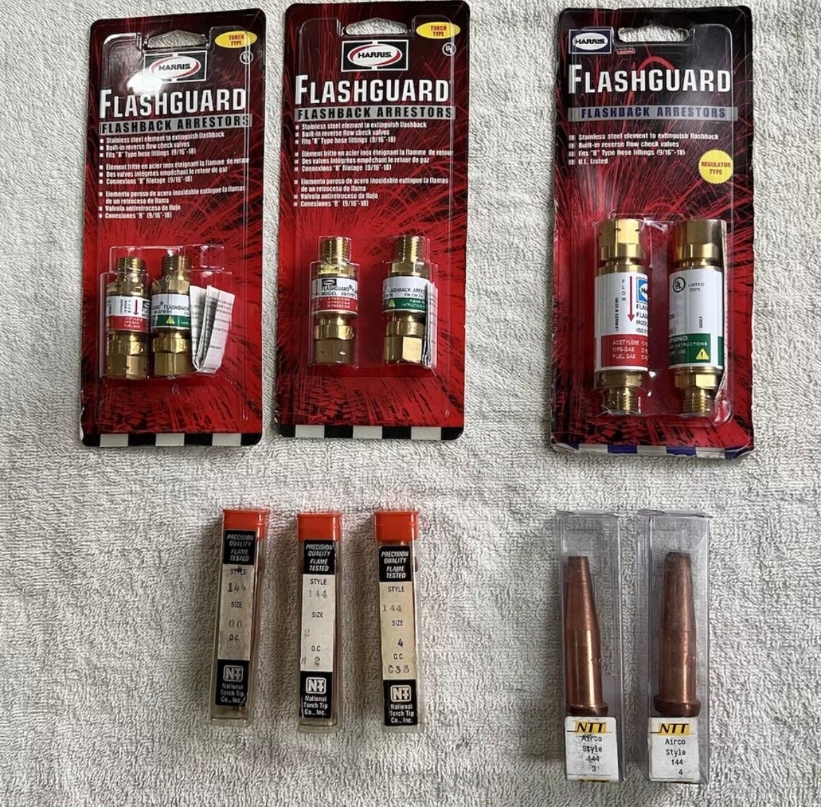 New Old Stock Harris Flashguard Flash Back Arrestors & Torch Tips - Welding