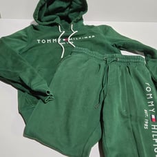 Tommy Hilfiger Size Small Jogger Sweatsuit 2PC Pants SPELL OUT Hoodie Athleisure